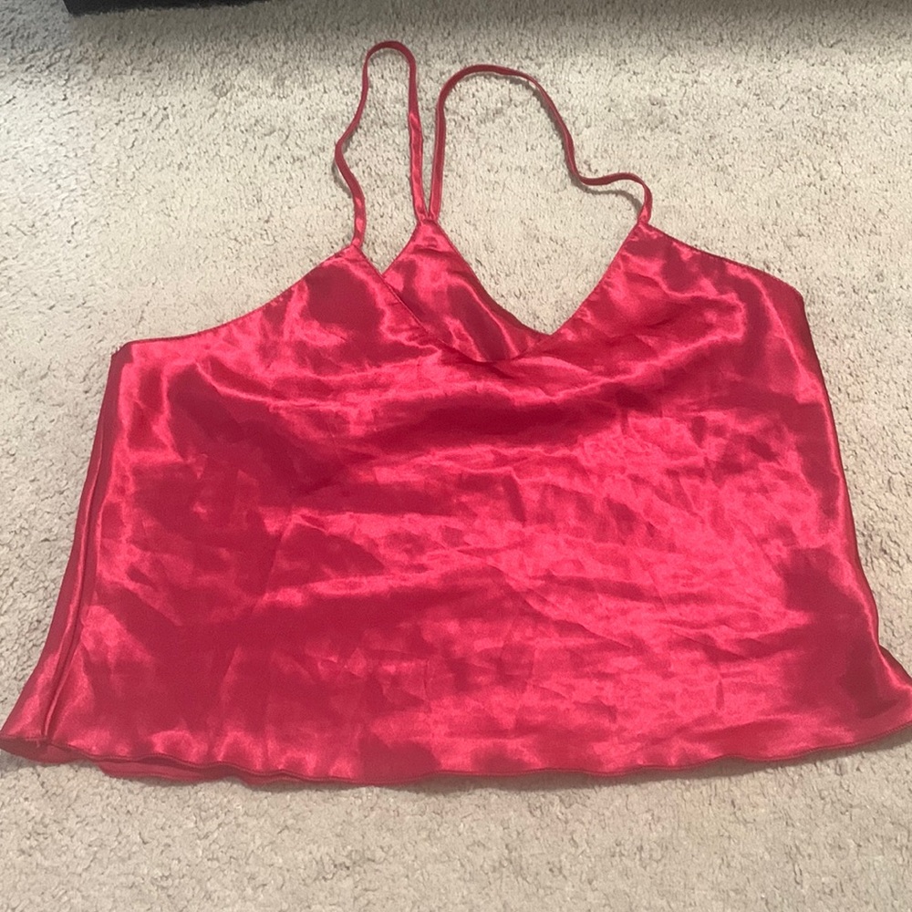 Red silk tank top/crop top from SHEIN